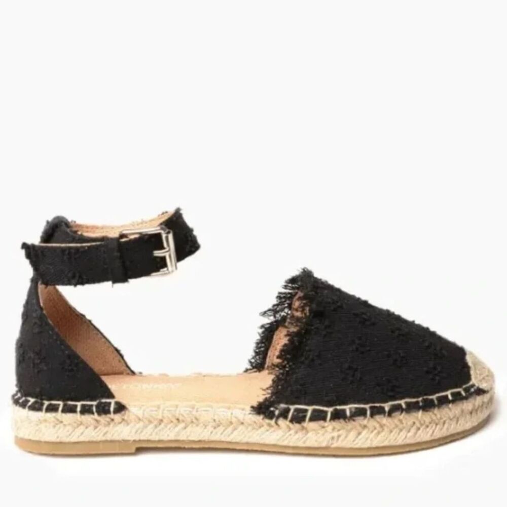 Minnetonka Prima Espadrille Flats Black Canvas Sz 7 NWOT
